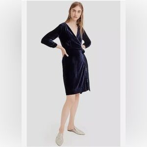 J Crew Navy Blue Velvet wrap dress